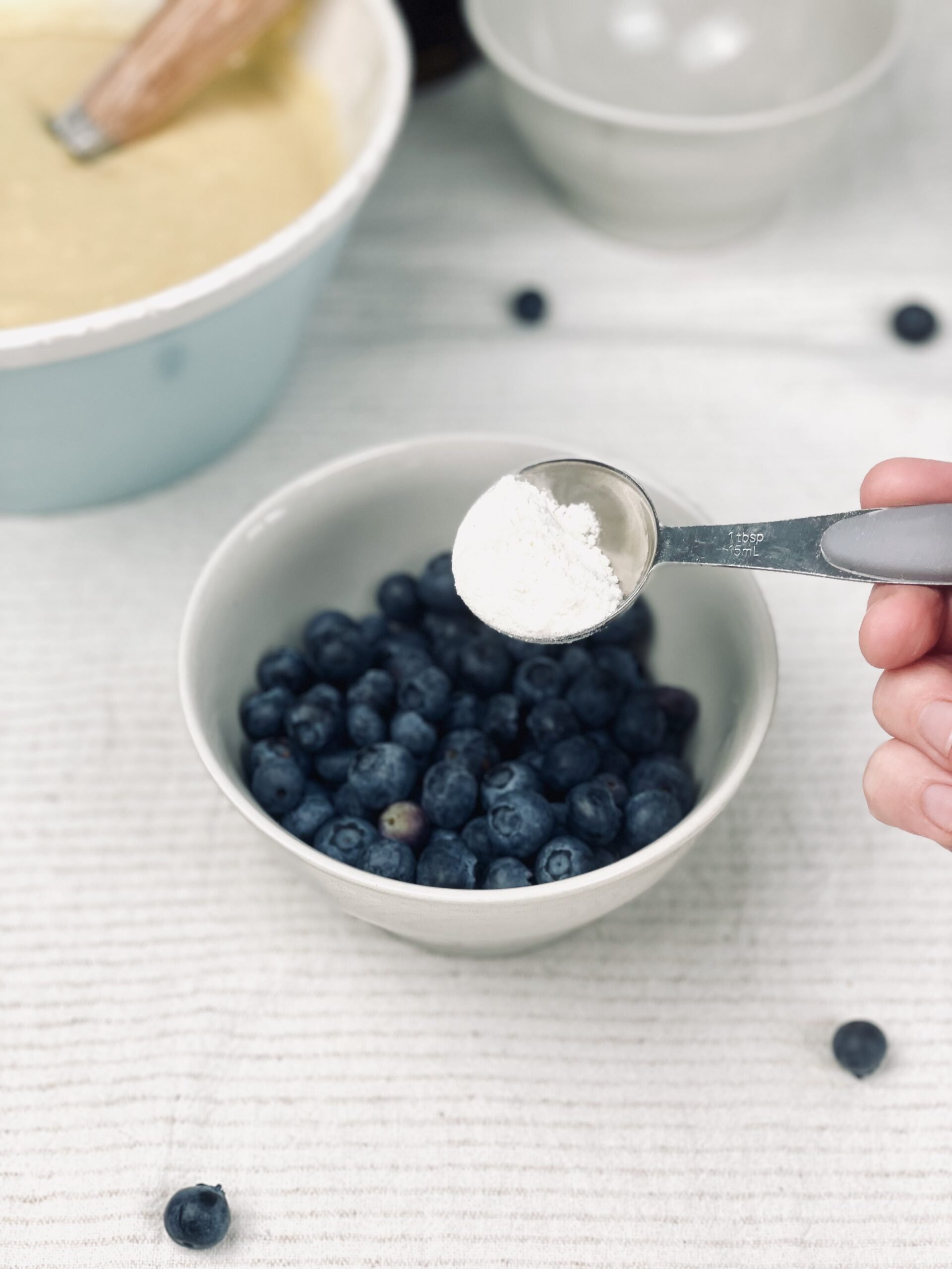 Blaubeeren mit etwas Mehl bestäuben 