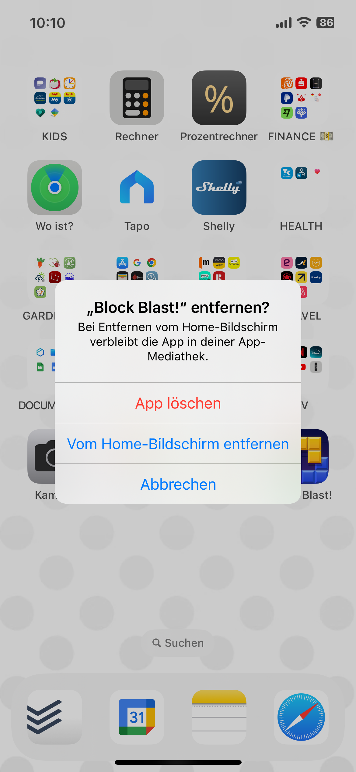 Spiele entfernen