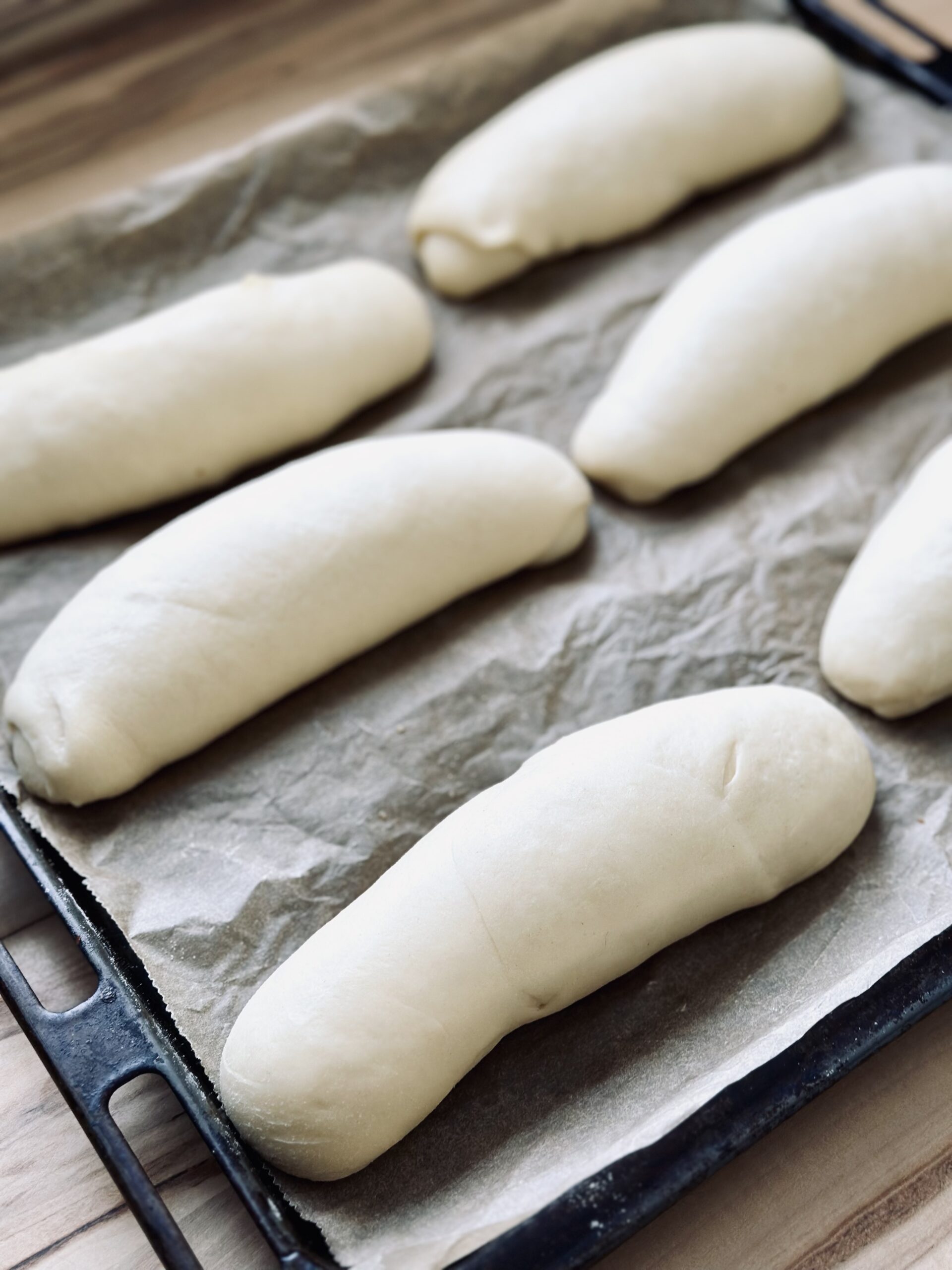 Fertig aufgegangene Brötchen