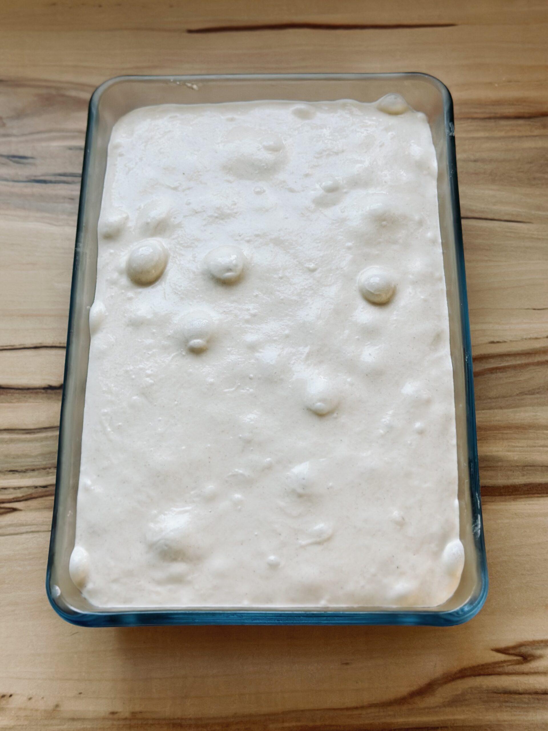 Aufgegangener Teig für Sauerteig Ciabatta