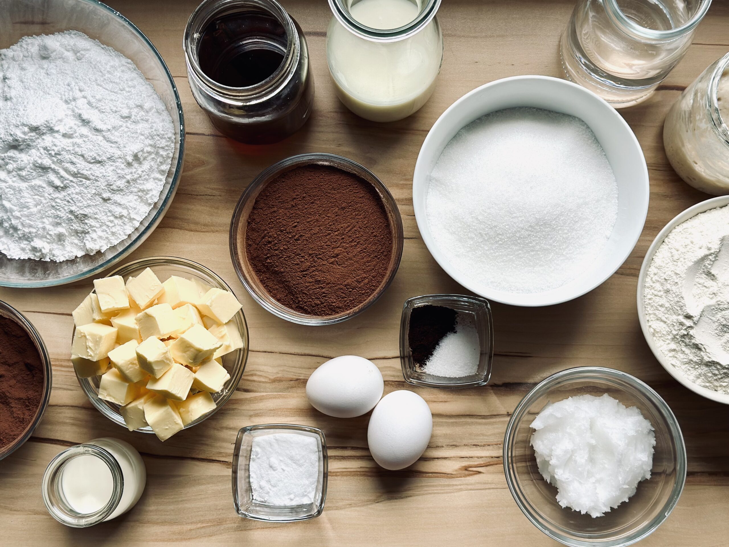 Zutaten für Sauerteig Schokoladenkuchen