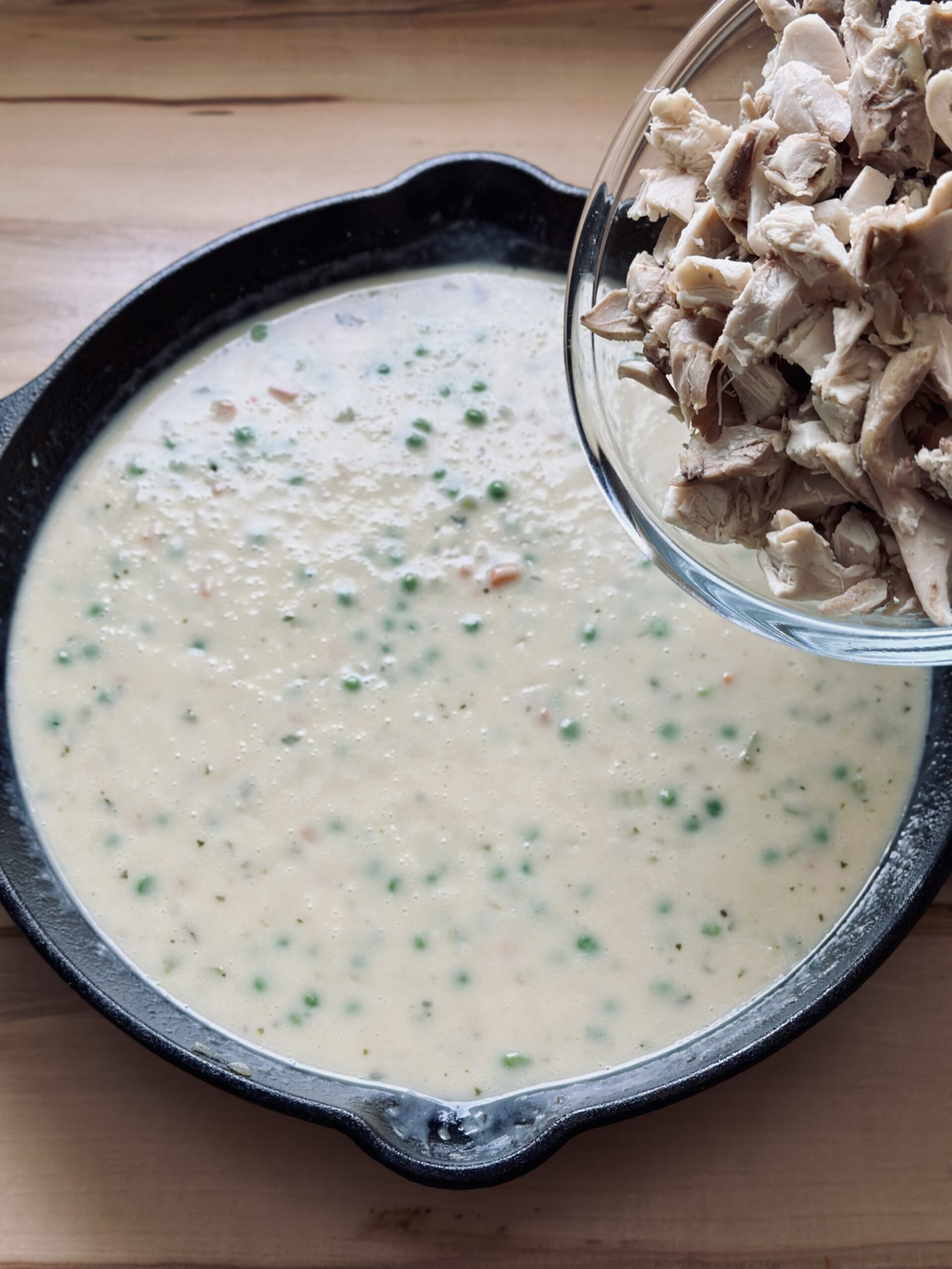 Hühnerfleisch hinzugeben