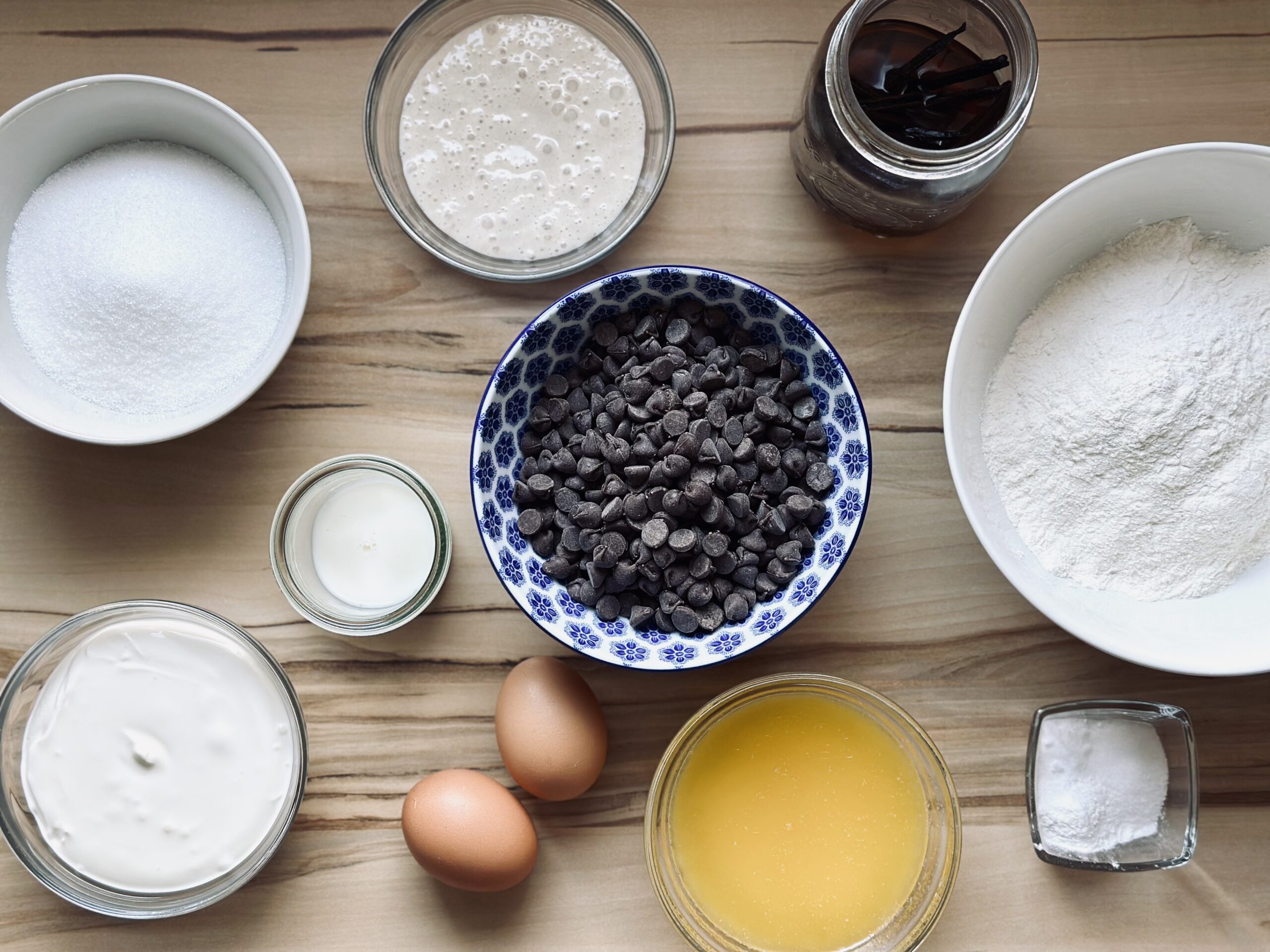 Zutaten für Sauerteig Schokostückchen Muffins