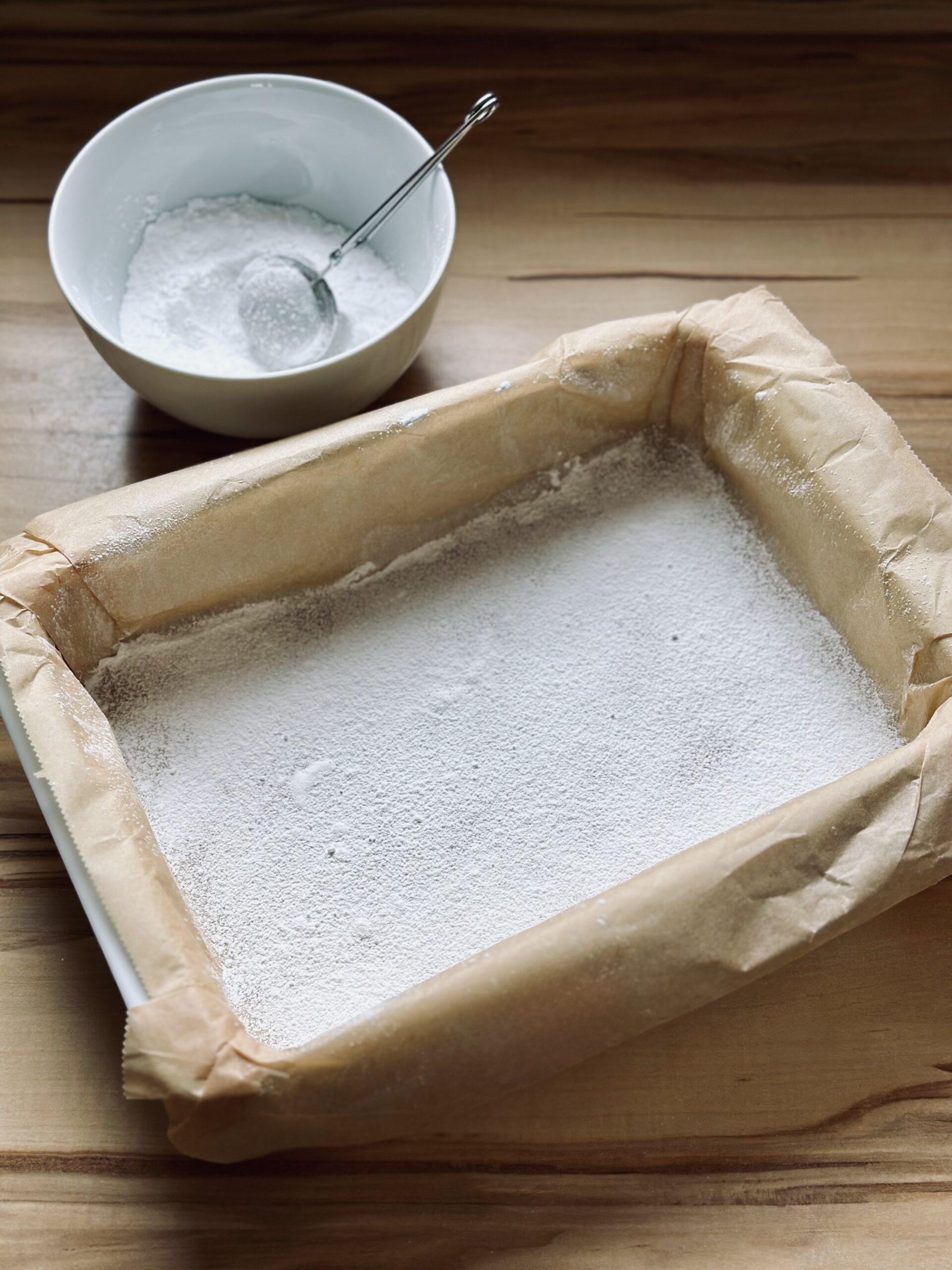 Vorbereitete Form für selbst gemachte Marshmallows